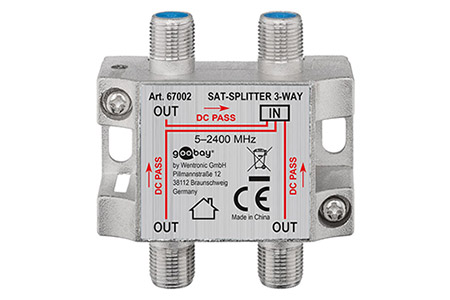 Anténní rozbočovač 1:3, 4x F(F), SAT/TV, kovový, 5 MHz- 2450 MHz