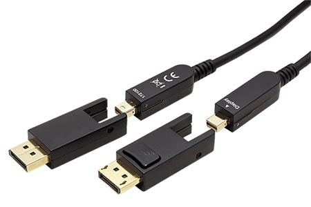 DisplayPort aktivní optický kabel v.1.4 (HBR3, 8K@30Hz), miniDP(M) - miniDP(M) + redukce na DP, 10m
