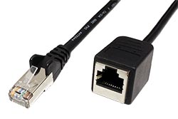 FTP patchkabel prodlužovací kat. 5e, RJ45 M-F, 15m, černý