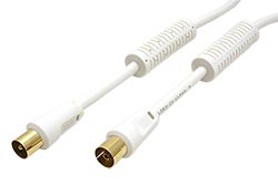 Kabel anténní TV s ferity, 80dB, 2x stíněný, IEC169-2, M-F, 2,5m, bílý