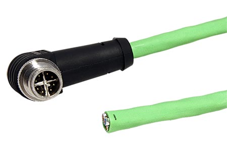 Kabel M12 8pin (M) kód X lomený, 225° - bez koncovky, PUR, 2m