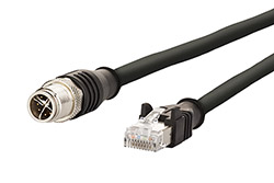 Kabel M12 8pin (M) kód X - RJ45(M), 10m, černý