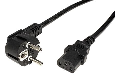 Kabel síťový, CEE 7/7(M) - IEC320 C13, 3x 1,5mm2, 3m, černý