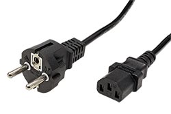 Kabel síťový, CEE 7/7(M) - IEC320 C13, přímé konektory, 0,6m, černý