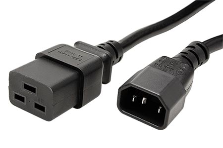 Kabel síťový IEC320 C14 - C19, 3x 1,5mm2, 0,5m, černý