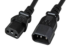 Kabel síťový prodlužovací, IEC320 C14 - C13, 2m, černý