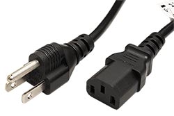 Kabel síťový US, NEMA-5 (typ B) - IEC320 C13, 1,8m, černý