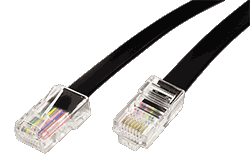 Kabel telefonní RJ45 - RJ45, plochý, černý, 0,5m