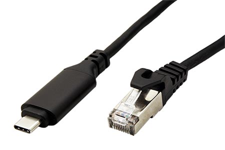 Kabel USB C(M) -> RJ45M, Gigabit Ethernet, 1m, černý