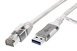 Kabel USB3.0 A(M) -> RJ45M, Gigabit Ethernet, 1m, bílý