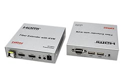 KVM prodlužovací adaptér (USB, HDMI 4K) po optickém vláknu, 20km