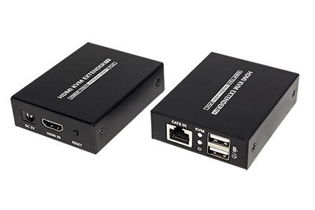 KVM prodlužovací adaptér (USB, HDMI) přes TP, 4K@30Hz, až 40m