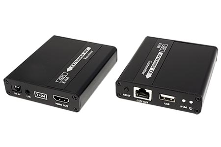 KVM prodlužovací adaptér (USB, HDMI) přes TP, audio extraktor,4K@30Hz, až 40m