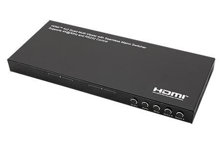 Maticový HDMI přepínač 4x2, multi-view, scaler, 4K30Hz