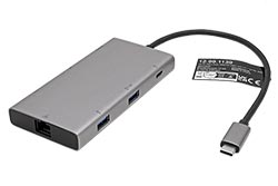Multiport adaptér USB C(M) -> DP, HDMI (4K60Hz), LAN, 2x USB3.0 A(F) + USB C(F), USB C PD