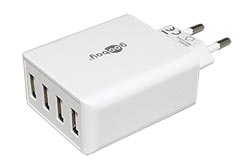 Napájecí adaptér síťový (230V) - 4x USB, 30W, bílý