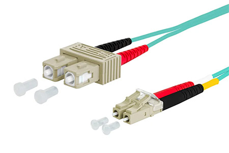 Optický patchkabel SC-LC 50/125 (multi mode), duplex, OM3, LSOH, 0,5m