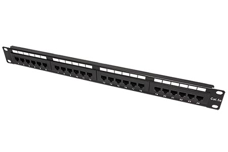 Patchpanel 19", kat. 5e, UTP, 24 portů, černý