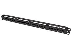 Patchpanel 19", kat. 5e, UTP, 24 portů, černý