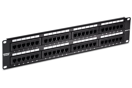 Patchpanel 19" kat. 5e UTP, 48 portů, 2U, černý (TC-P48C5E)
