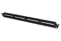 Patchpanel 19", kat. 6, UTP, 24 portů, černý