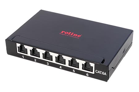 Patchpanel mini, kat. 6a STP, 0,5U, 6 portů, černý