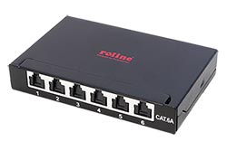 Patchpanel mini, kat. 6a STP, 0,5U, 6 portů, černý