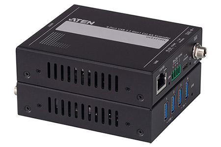 Prodlužovací adaptér 5Gb (USB 3.2 gen1) + 4 portový USB hub, přes TP kat. 6a (UCE33100)