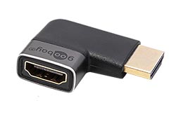 Redukce HDMI A(M) - HDMI A(F), 8K@60 Hz,lomená vpravo zlacené konektory