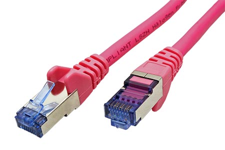 S/FTP patchkabel kat. 6a, LSOH, 7,5m, růžový