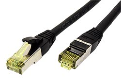 S/FTP patchkabel kat. 6a, venkovní, TPE, LSOH, 0,15m, černý