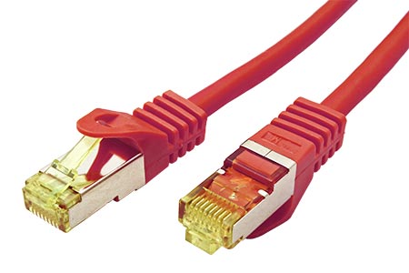 S/FTP patchkabel kat. 7, s konektory RJ45, LSOH, 2m, červený