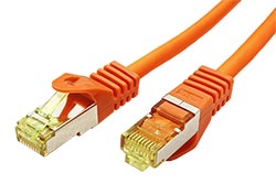 S/FTP patchkabel kat. 7, s konektory RJ45, LSOH, 2m, oranžový