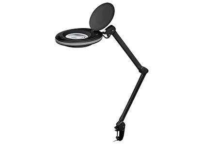 Stolní lampa s lupou, 127mm, 3 dioprie, LED osvětlení 8W, černá