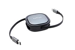 Svinovací USB 2.0 kabel, USB C(M) - USB C(M), černý, 1,2m