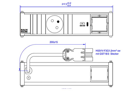 Systém CONI, box pro 3 moduly, 1x zásuvka CZ, USB C 30W, 1x volné (912.1678)