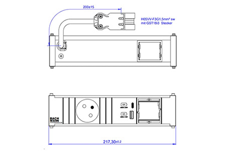 Systém CONI, box pro 3 moduly, 1x zásuvka CZ + zdroj 22W (USB A+C), 1x volné (912.1677)