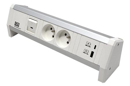 Systém DESK 1, 2x zásuvka CZ, zdroj 22W (USB A+C), vypínač, bílý (902.0296)