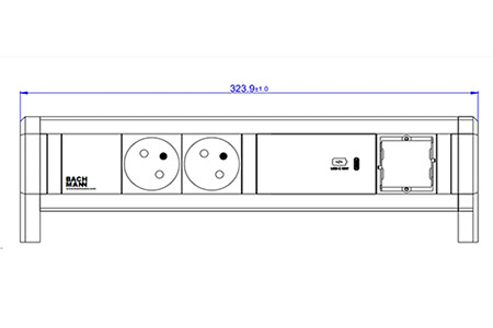 Systém DESK 1, 2x zásuvka CZ, zdroj 60W (USB C) (902.0876)