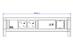 Systém DESK 1, 2x zásuvka CZ, zdroj 60W (USB C) (902.0876)