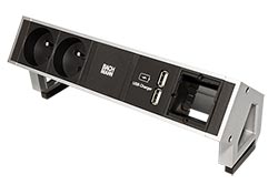 Systém DESK 2, 2x zásuvka CZ, zdroj 15W (2x USB A), 1x volné, stříbrný (902.432)
