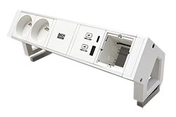 Systém DESK 2, 2x zásuvka CZ, zdroj 22W (USB A+C), 1x volné, bílý/stříbrný + bílé moduly (937.415)