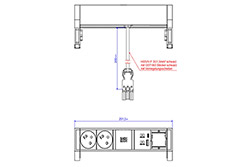 Systém DESK 2, 2x zásuvka CZ + zdroj 22W (USB A+C), 1x volné, černý/stříbrný (937.322)