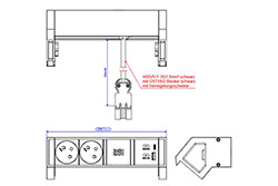 Systém DESK 2, 2x zásuvka CZ, zdroj 22W (USB A+C), černý/stříbrný (937.319)