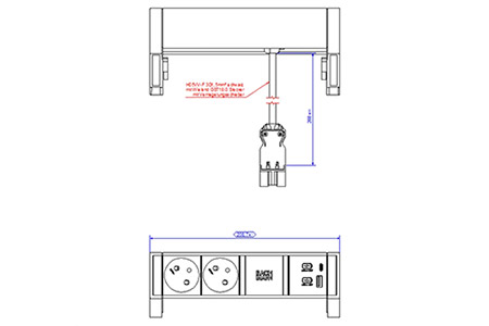 Systém DESK 2, 2x zásuvka CZ, zdroj 22W (USB A+C), stříbrný (902.920)