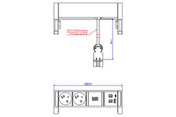 Systém DESK 2, 2x zásuvka CZ, zdroj 22W (USB A+C), stříbrný  (902.920)