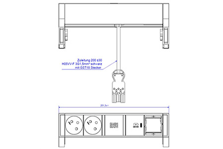 Systém DESK 2, 2x zásuvka CZ, zdroj 30W (USB C), 1x volné, stříbrný (902.924)