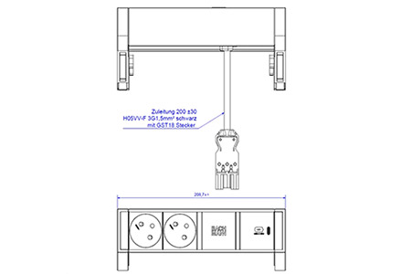 Systém DESK 2, 2x zásuvka CZ, zdroj 30W (USB C), bílý + černé moduly (902.951)