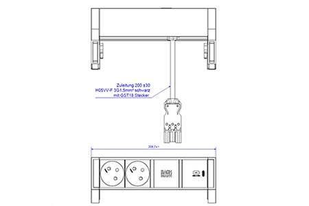 Systém DESK 2, 2x zásuvka CZ, zdroj 30W (USB C), černý (902.981)