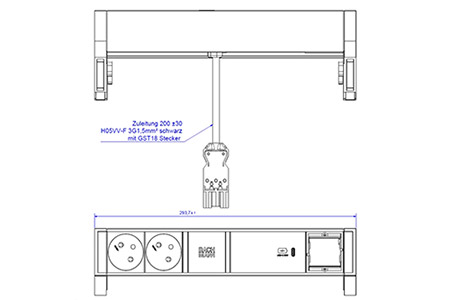 Systém DESK 2, 2x zásuvka CZ, zdroj 60W (USB C), 1x volné, bílý (902.955)